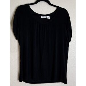 Chicos Travelers 3 US Size XL Black Top Blouse Slinky Classic Career Travel